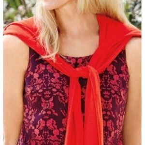 CAbi Womens Modern Cameo print sleeveless top Sz Small Purple Red Curtain Back